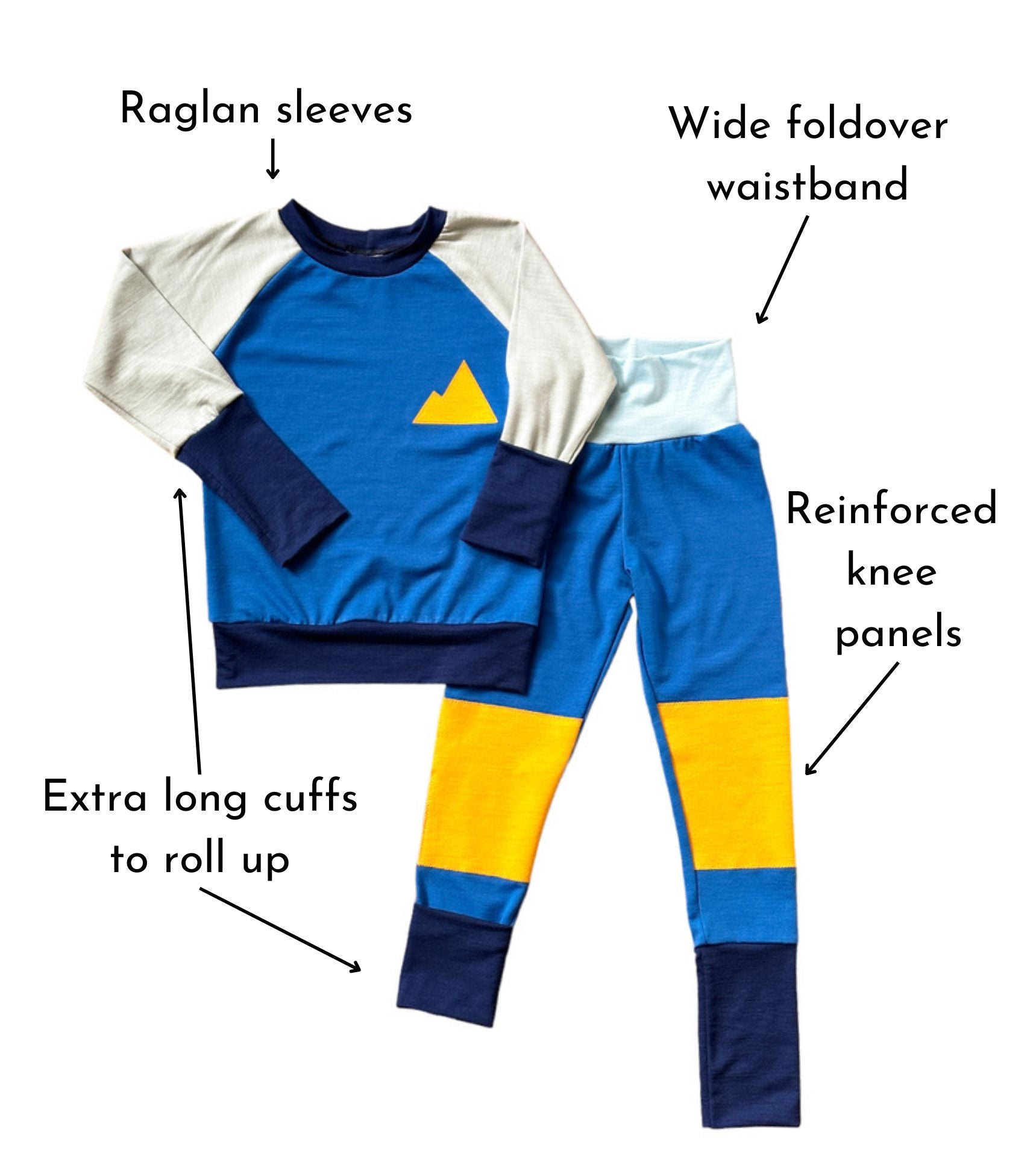 Grow-with-me features for Children's Merino Wool Base Layers from Wildhaven Wools