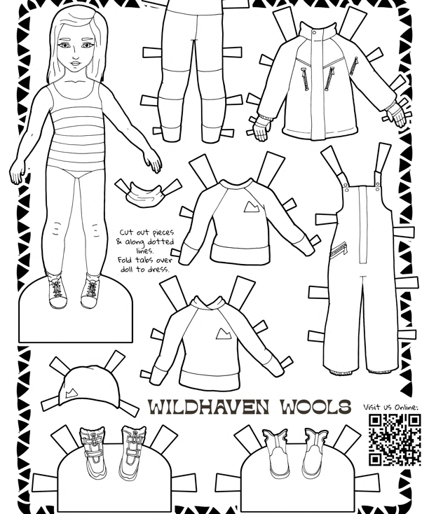 Wildhaven Paper Doll & Coloring Page - Wildhaven Wools