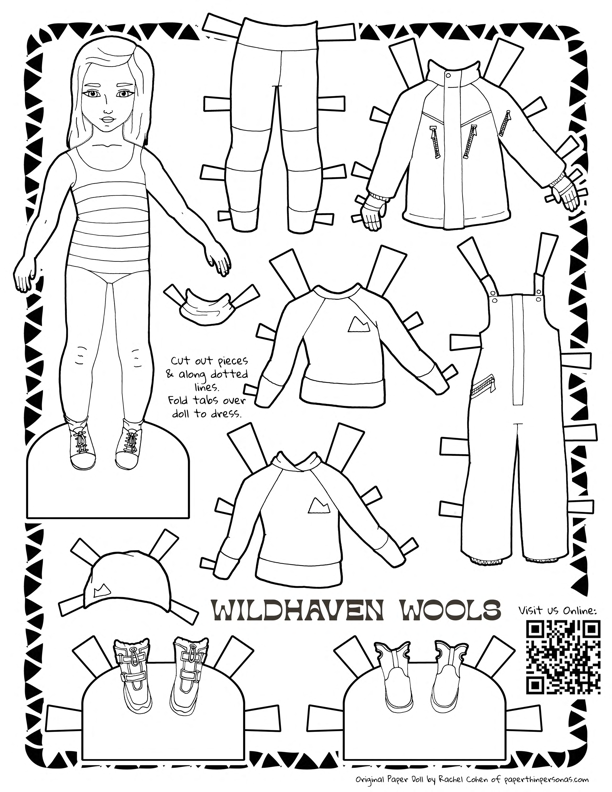 Wildhaven Paper Doll & Coloring Page - Wildhaven Wools