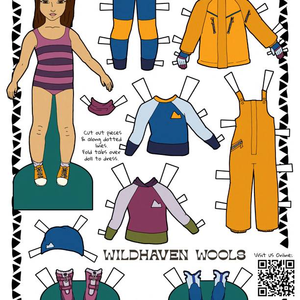 Wildhaven Paper Doll & Coloring Page - Wildhaven Wools