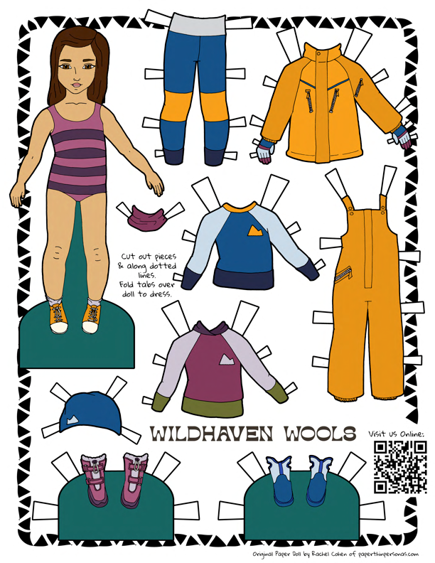 Wildhaven Paper Doll & Coloring Page - Wildhaven Wools